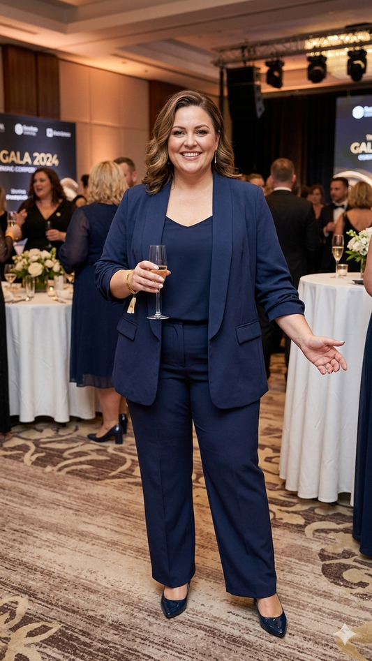 Μπλε Σετ με Βραδινά Κοστούμια Γυναικεία Plus Size | Ιδανικό Για 95-105kg | C&M