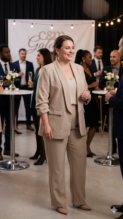 Σετ Βραδινό Γυναικείο Κοστούμι Plus Size - Χρώμα Πούρου | Ιδανικό Για 95-105kg | C&M