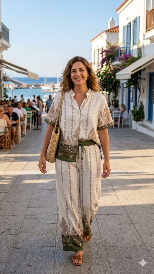 Καλοκαιρινό Ethnic Σετ: πουκάμισο & Παντελόνα | C&M