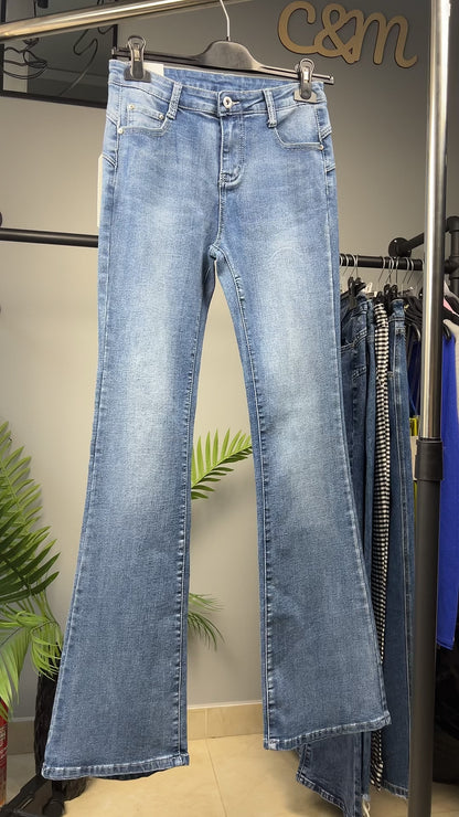 Γυναικείο Ψηλόμεσο Τζιν Καμπάνα | Κλασικό Denim Μπλε | C&M