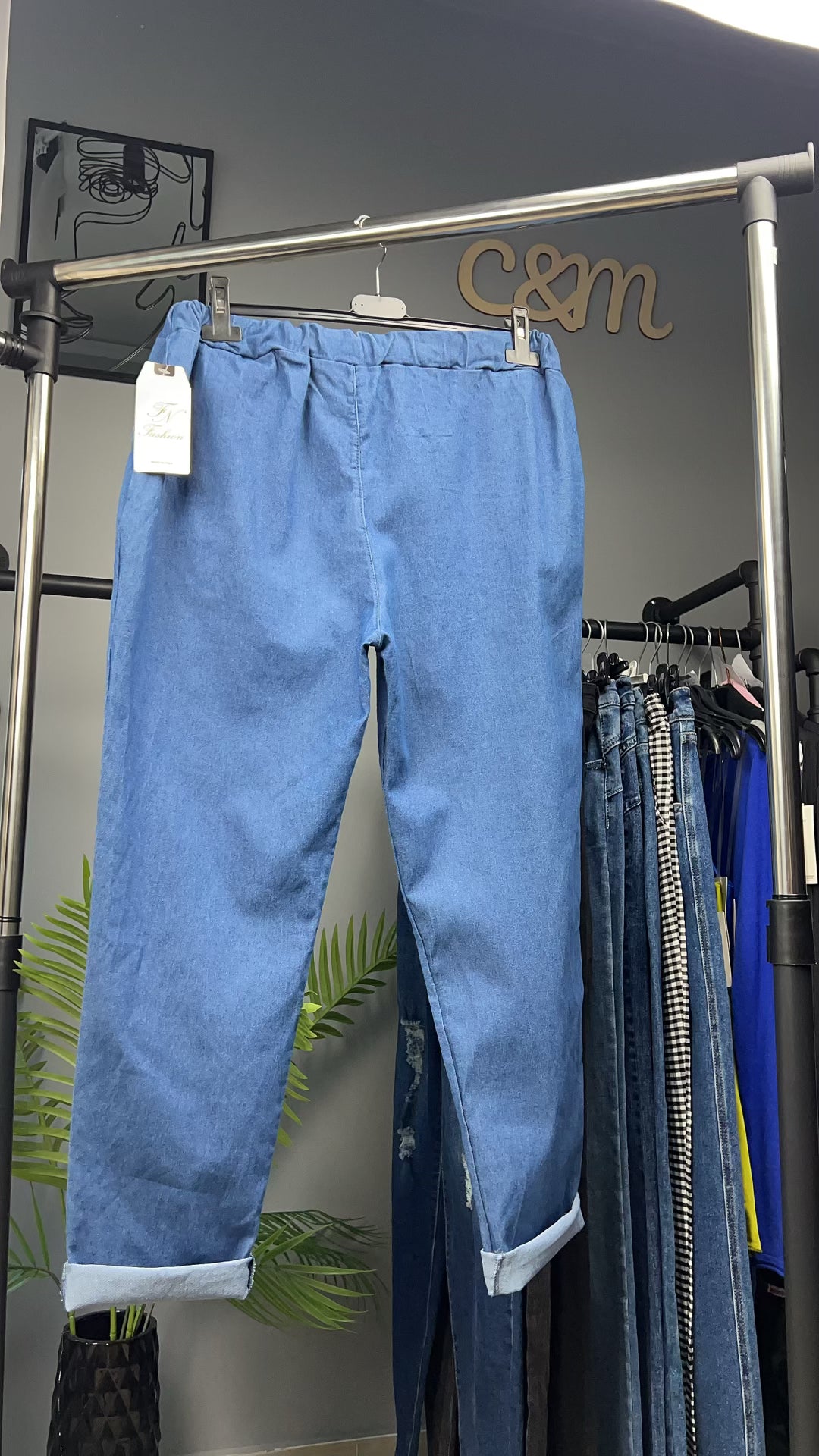 Γυναικείο Τζιν Παντελόνι Jogger Μπλε Άνετο Casual | C&M