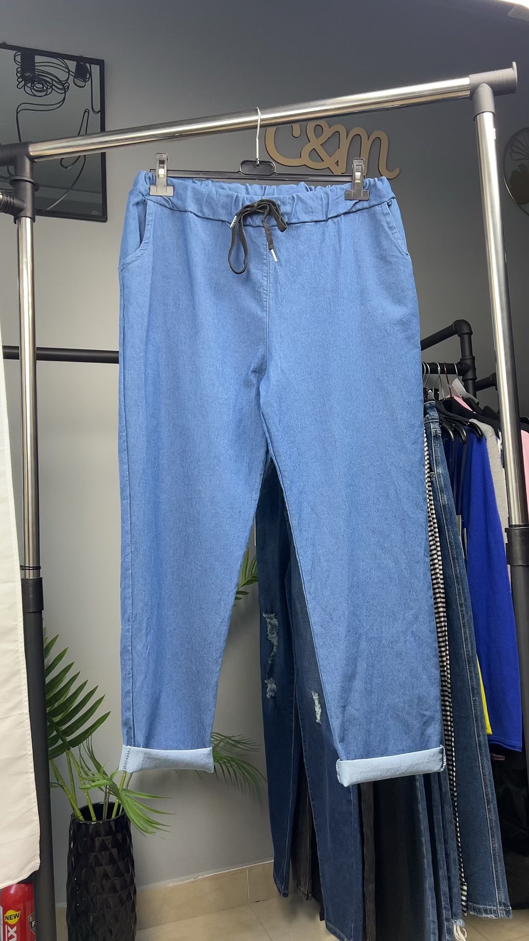 Γυναικείο Τζιν Παντελόνι Jogger Μπλε Άνετο Casual | C&M