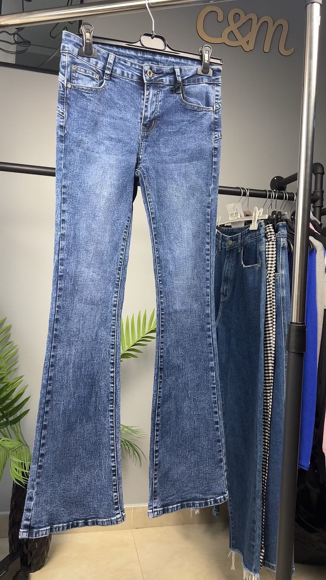 Μπλε Τζιν Flare Καμπάνα Push-Up Effect Ψηλόμεσο Bootcut | C&M