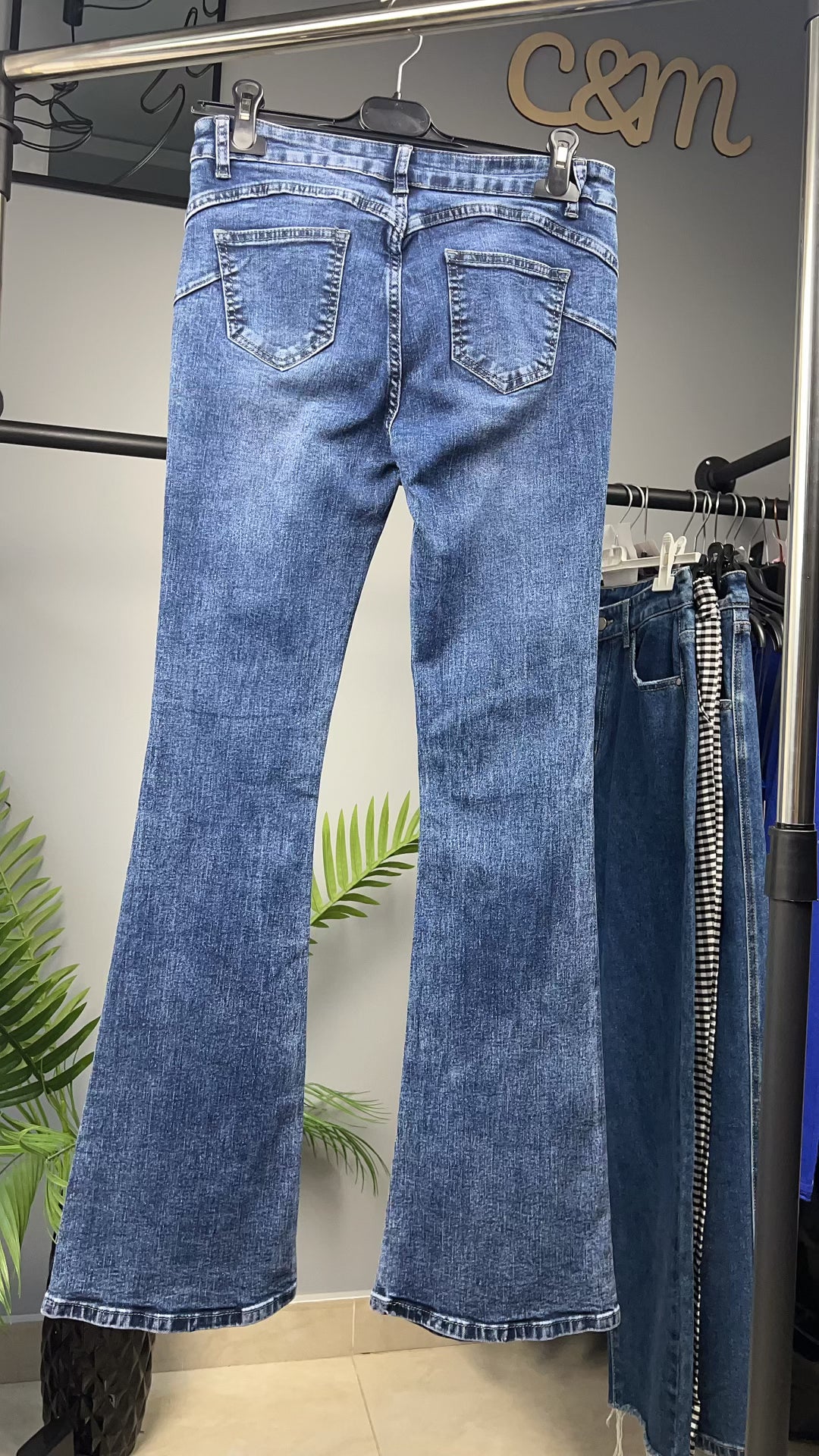 Μπλε Τζιν Flare Καμπάνα Push-Up Effect Ψηλόμεσο Bootcut | C&M