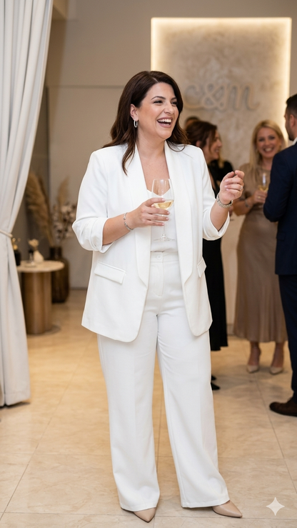 Σετ Βραδινά Κοστούμια Γυναικεία Plus Size – Χρώμα Κρεμ | Ιδανικό Για 95-105kg | C&M