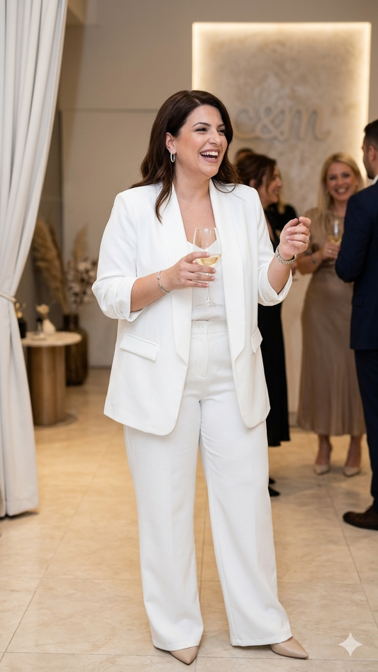 Σετ Βραδινά Κοστούμια Γυναικεία Plus Size – Χρώμα Κρεμ | Ιδανικό Για 95-105kg | C&M