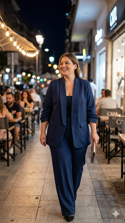 Σετ Βραδινά Κοστούμια Γυναικεία Plus Size Μπλε | Ιδανικό Για 75-100kg | C&M