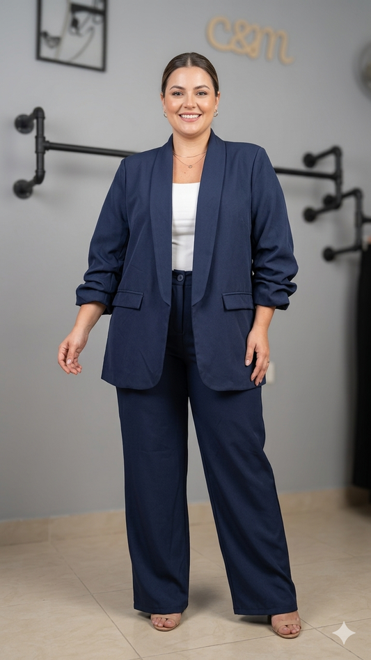 Μπλε Σετ με Βραδινά Κοστούμια Γυναικεία Plus Size | Ιδανικό Για 95-105kg | C&M