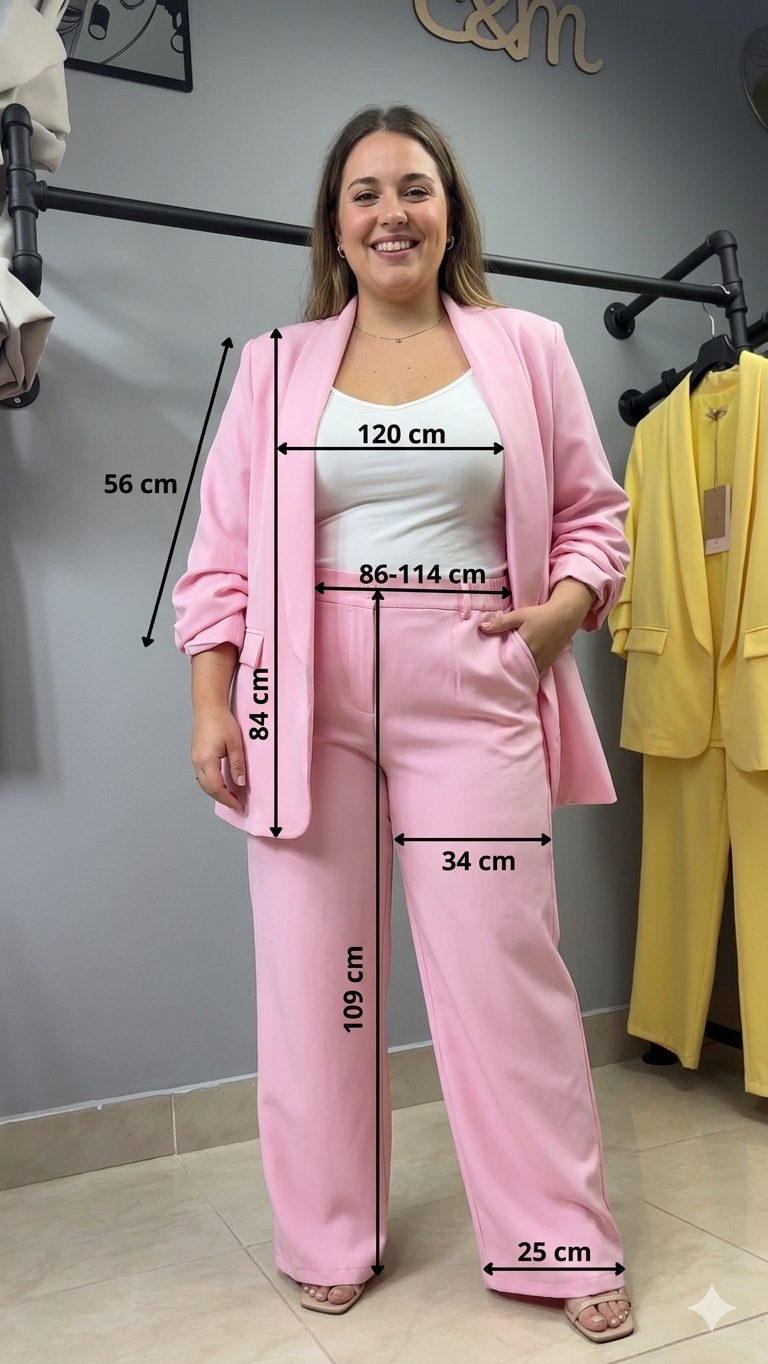 Βραδινό Ροζ Κοστούμι Plus Size -Σετ με Μπλέιζερ & Παντελόνι | Ιδανικό Για 95-105kg | C&M
