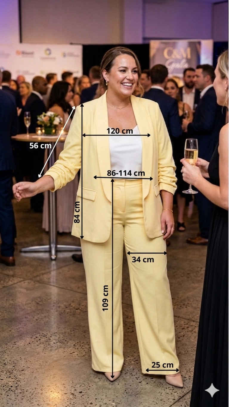 Βραδινό Γυναικείο Κοστούμι Plus Size - Κίτρινο | Ιδανικό Για 95-105kg | C&M