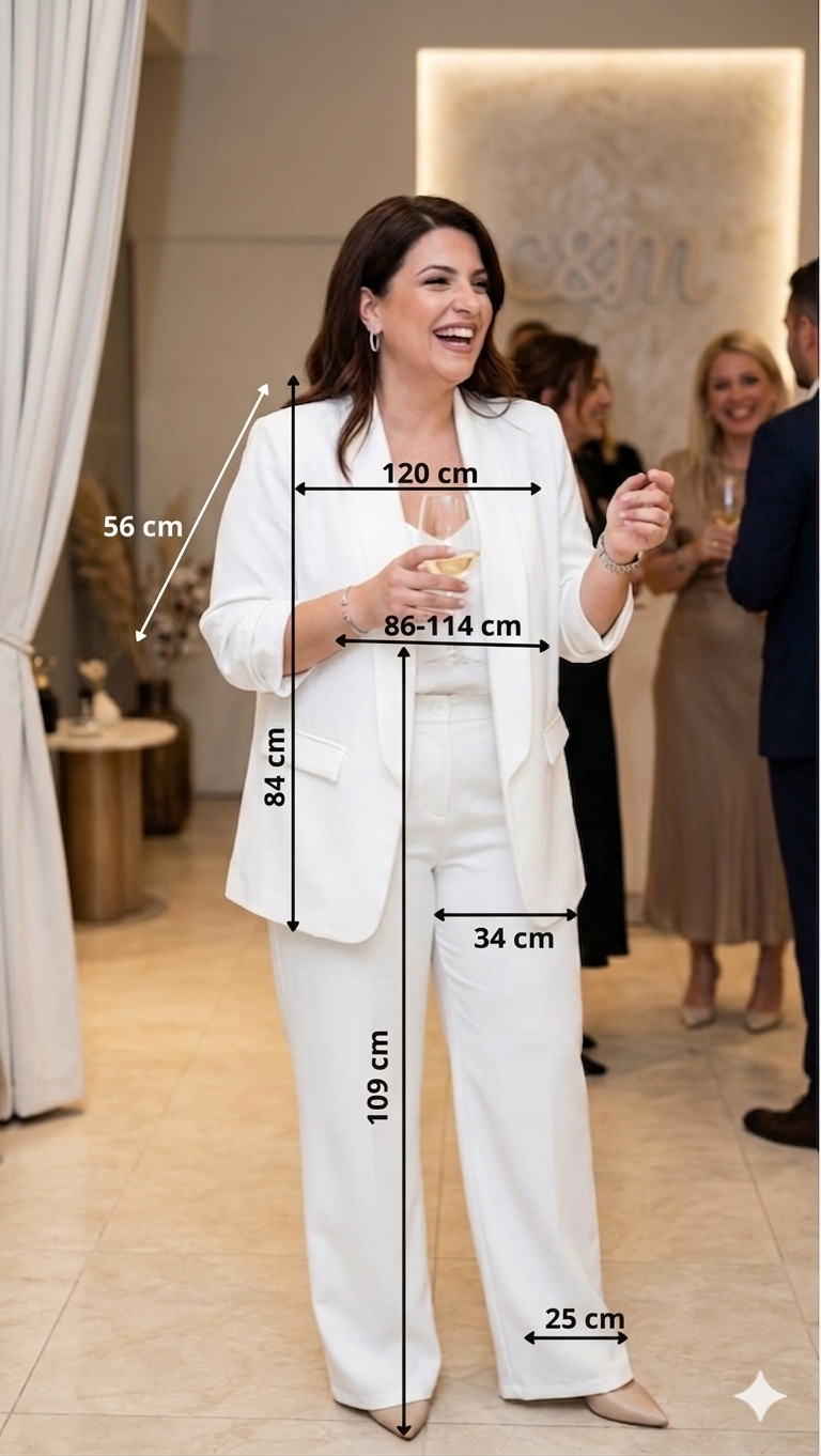 Σετ Βραδινά Κοστούμια Γυναικεία Plus Size – Χρώμα Κρεμ | Ιδανικό Για 95-105kg | C&M