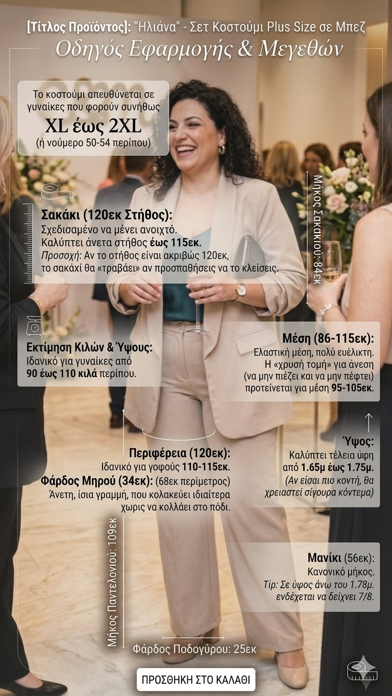 Σετ Βραδινό Γυναικείο Κοστούμι Plus Size - Χρώμα Πούρου | Ιδανικό Για 95-105kg | C&M