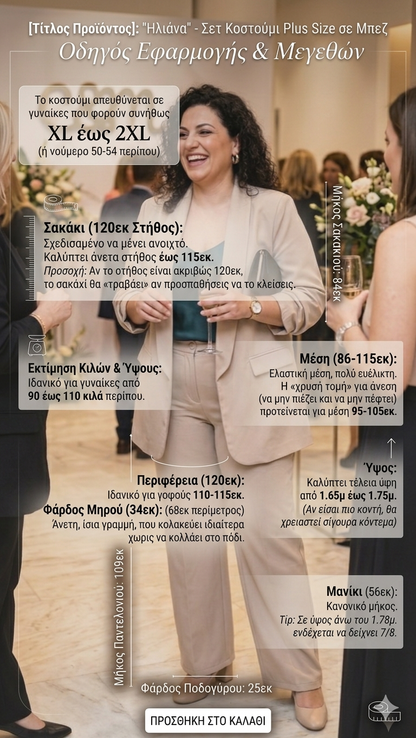 Σετ Βραδινό Γυναικείο Κοστούμι Plus Size - Χρώμα Πούρου | Ιδανικό Για 95-105kg | C&M