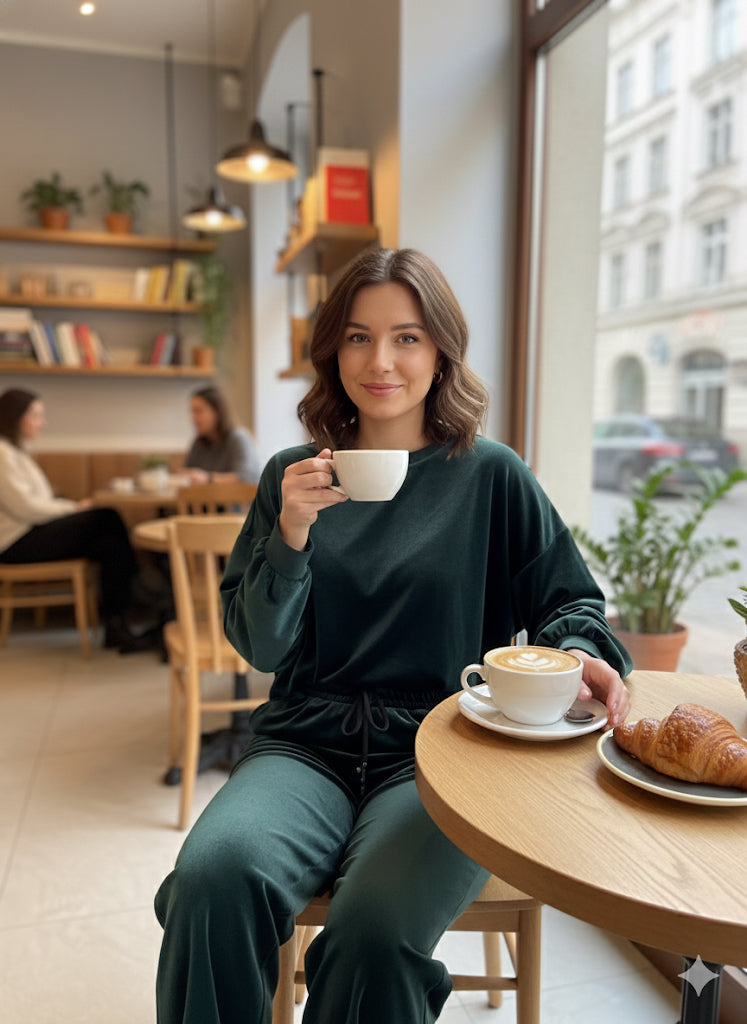 1+1 Δώρο Βελούδινο Σετ Oversized Wide Leg Loungewear | C&M