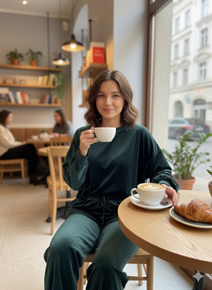 1+1 Δώρο Βελούδινο Σετ Oversized Wide Leg Loungewear | C&M