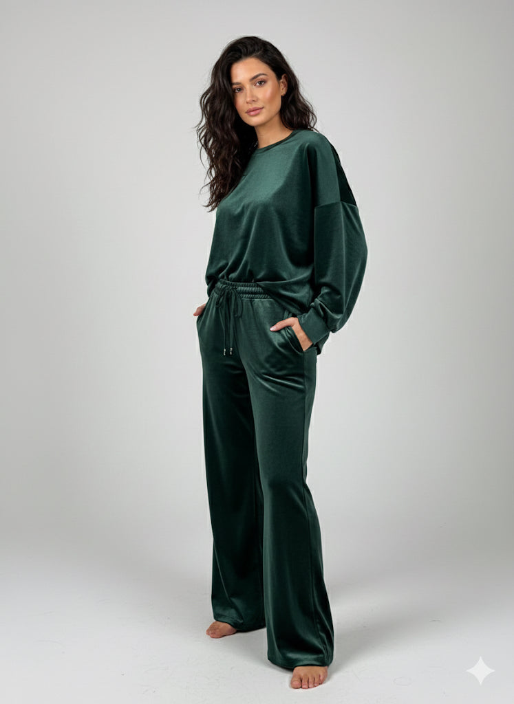 1+1 Δώρο Βελούδινο Σετ Oversized Wide Leg Loungewear | C&M