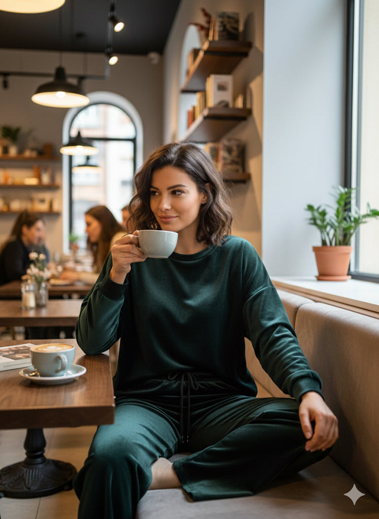 1+1 Δώρο Βελούδινο Σετ Oversized Wide Leg Loungewear | C&M