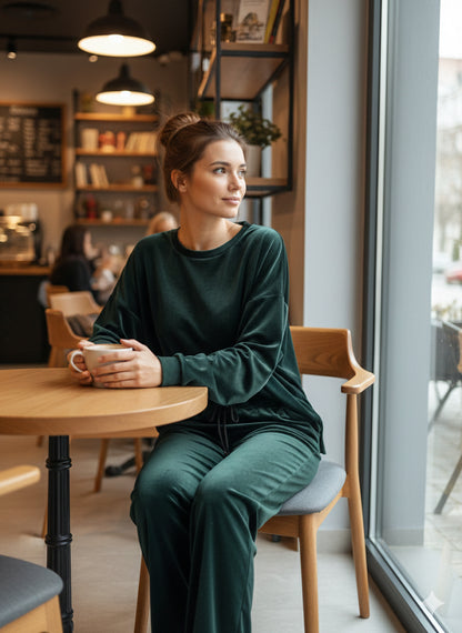 1+1 Δώρο Βελούδινο Σετ Oversized Wide Leg Loungewear | C&M