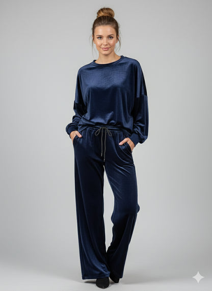 1+1 Δώρο Βελούδινο Σετ Oversized Wide Leg Loungewear | C&M