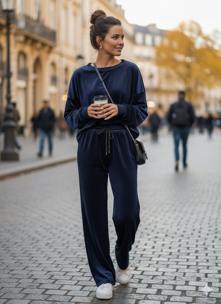 1+1 Δώρο Βελούδινο Σετ Oversized Wide Leg Loungewear | C&M