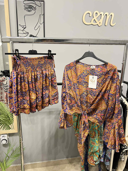 Σετ Crop Top & Φούστα με Paisley Μοτίβο | C&M