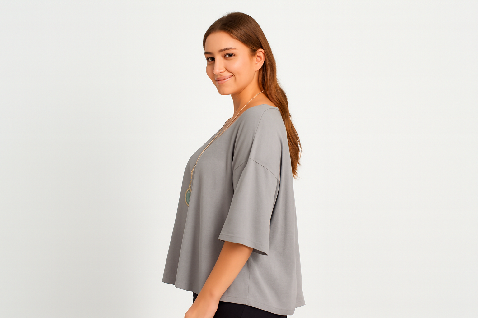 Side profile pose with ultra-realistic fabric details